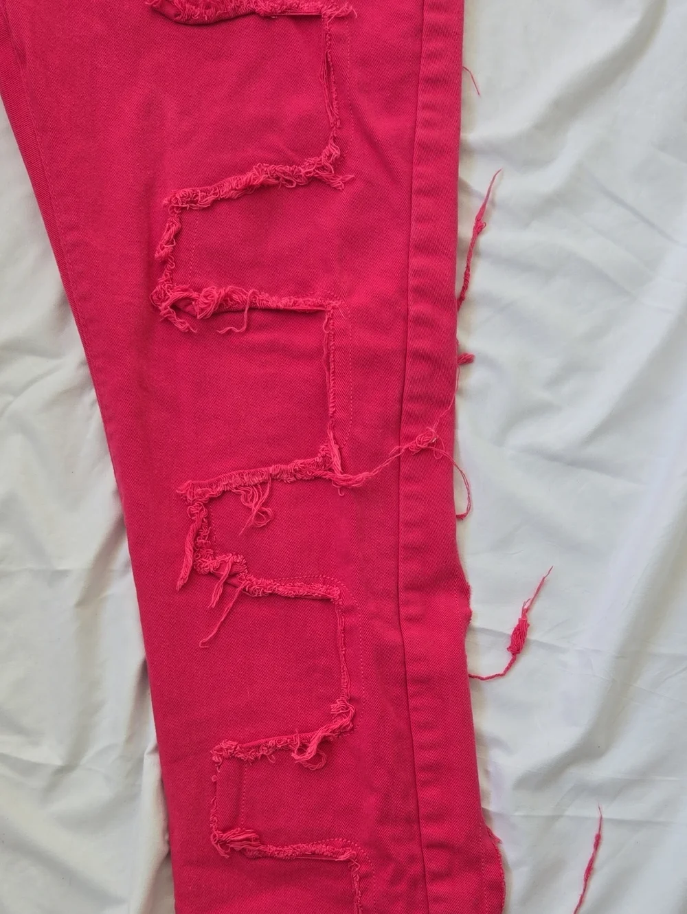 Men's Jeans Hot Pink With A Pattern On Front&Back, Fringe. Very Summery Pants. - Picture 5 of 9